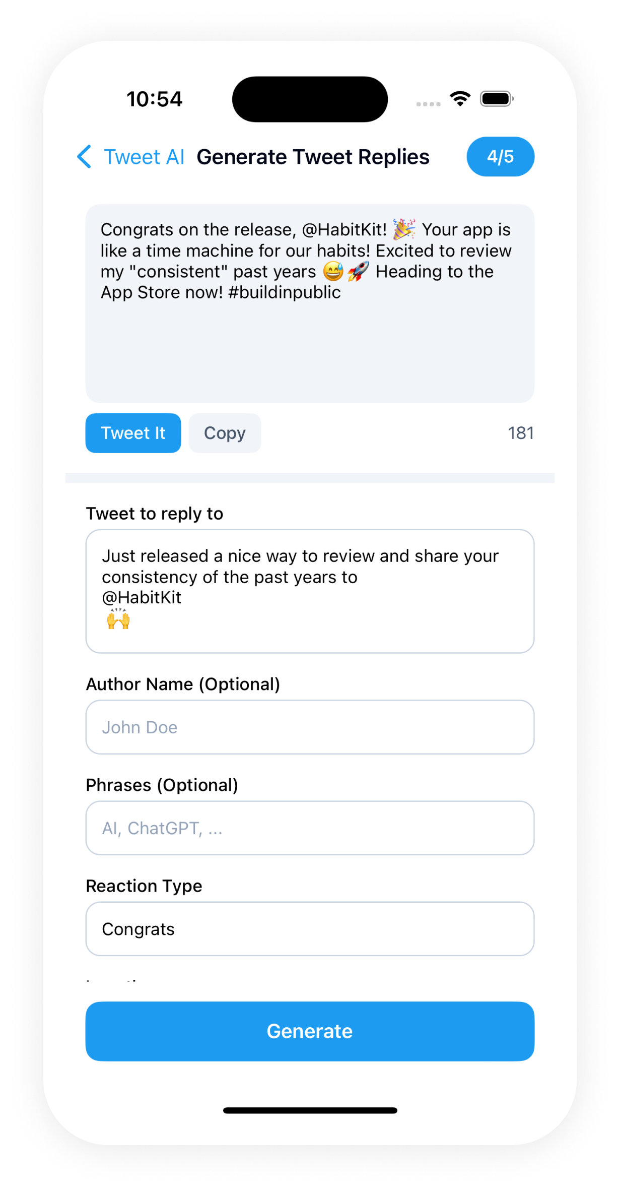 PostMind Generate Tweet Reply Screenshot