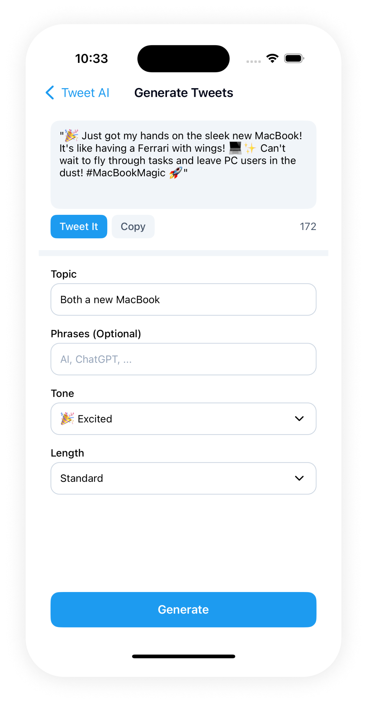 PostMind Generate Tweet Screenshot